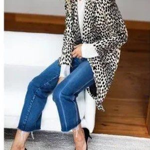 Emerson Fry Wingtip Coat in Leopard. Size 8